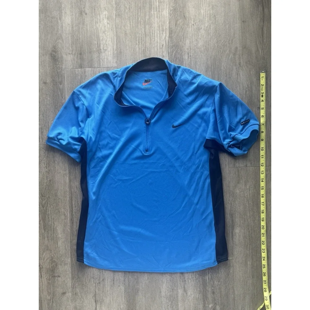 Nike Dri-FIT Quarter Zip Running Top Blue Black Small Made USA